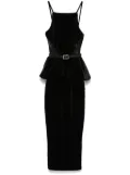 Self-Portrait velvet peplum midi dress - Black