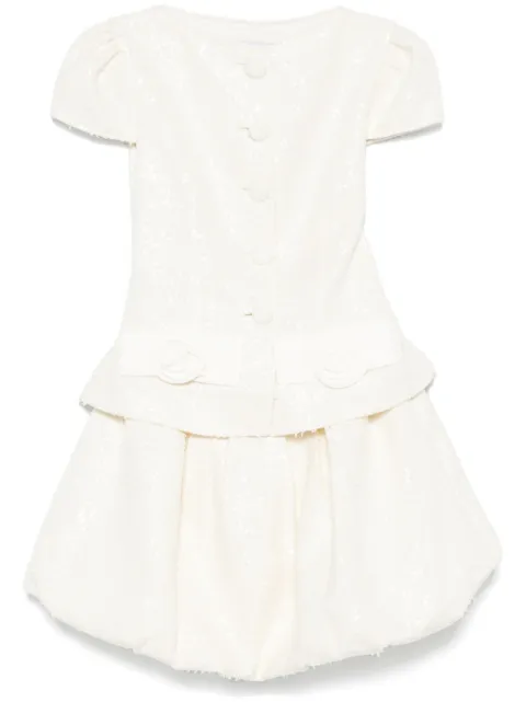 Self-Portrait bow-detail bouclé mini dress