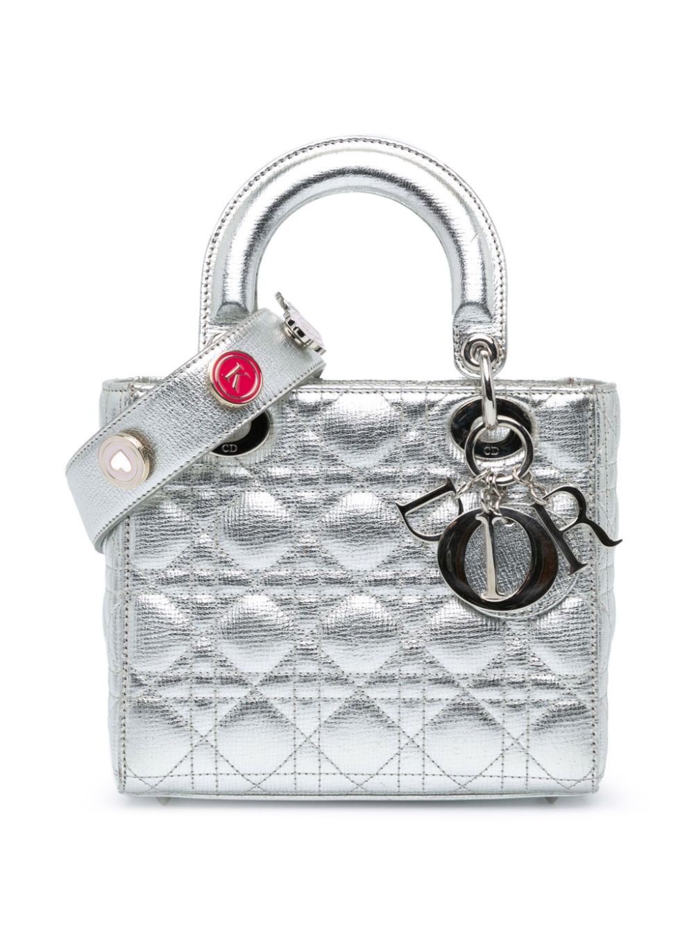 Christian Dior Pre-Owned 2017 Small Metallic Grained Calfskin Cannage My ABCDior Lady Dior satchel - Silver