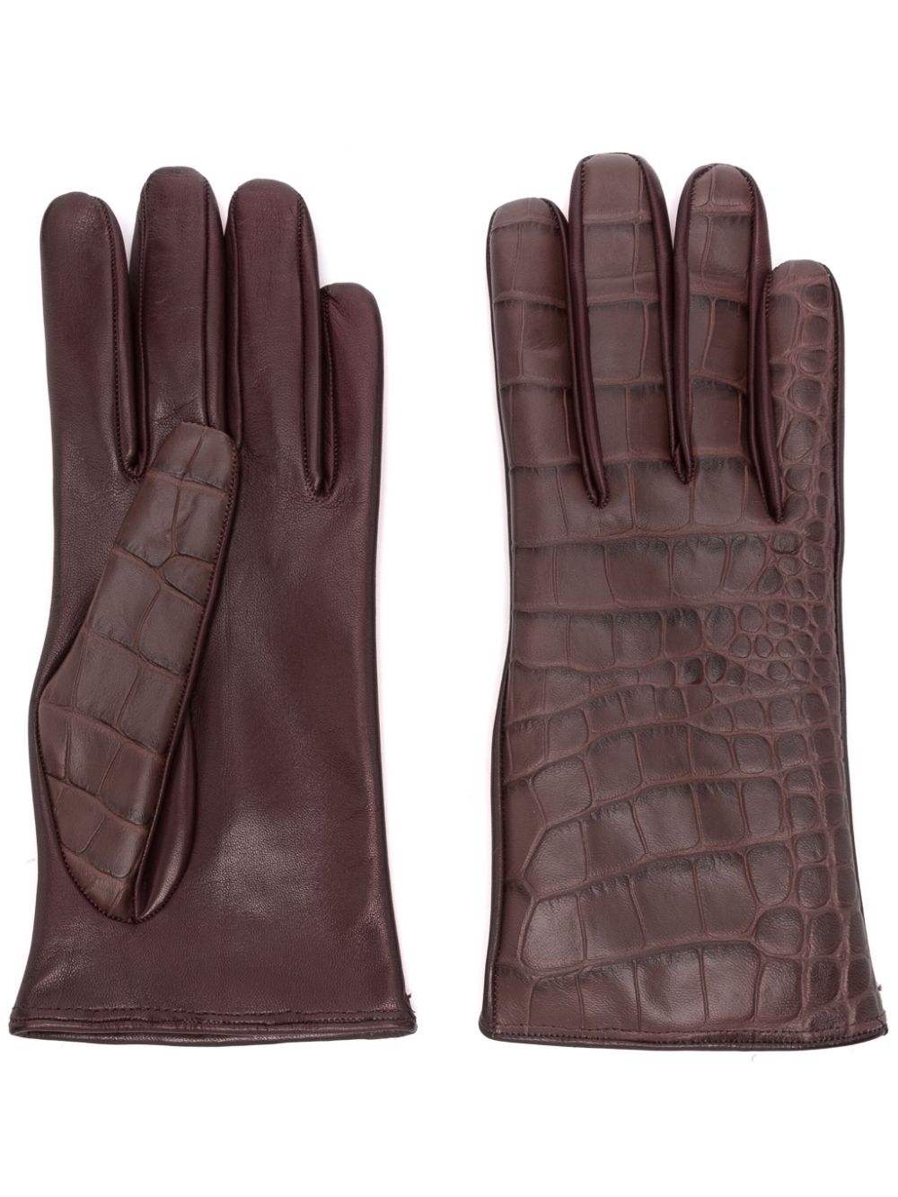 croc-embossed gloves