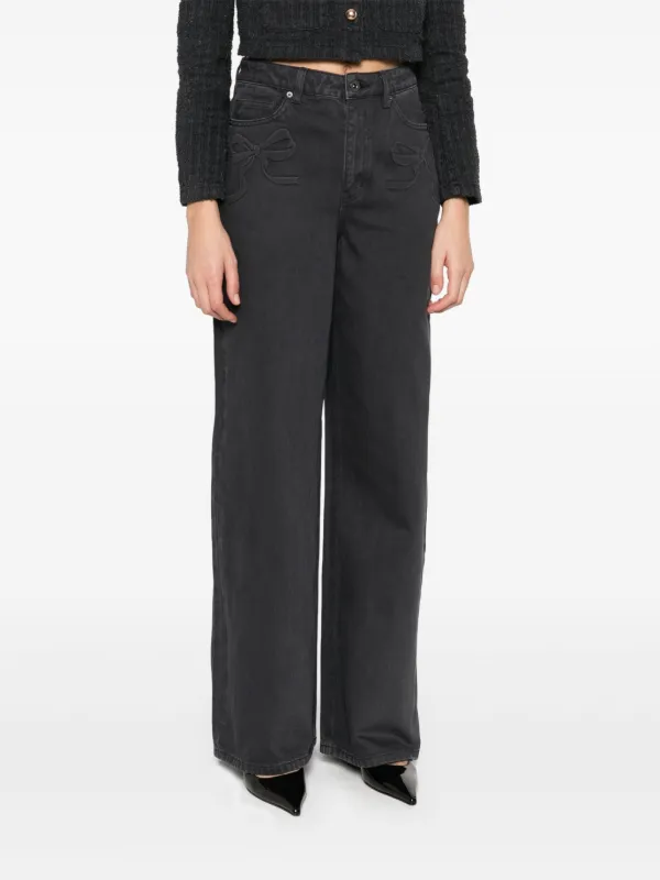 Self-Portrait bow-motif Jeans | Grey | FARFETCH ID