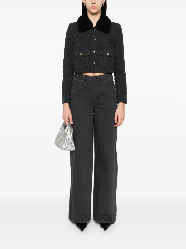 Self-Portrait bow-motif Jeans | Grey | FARFETCH ID