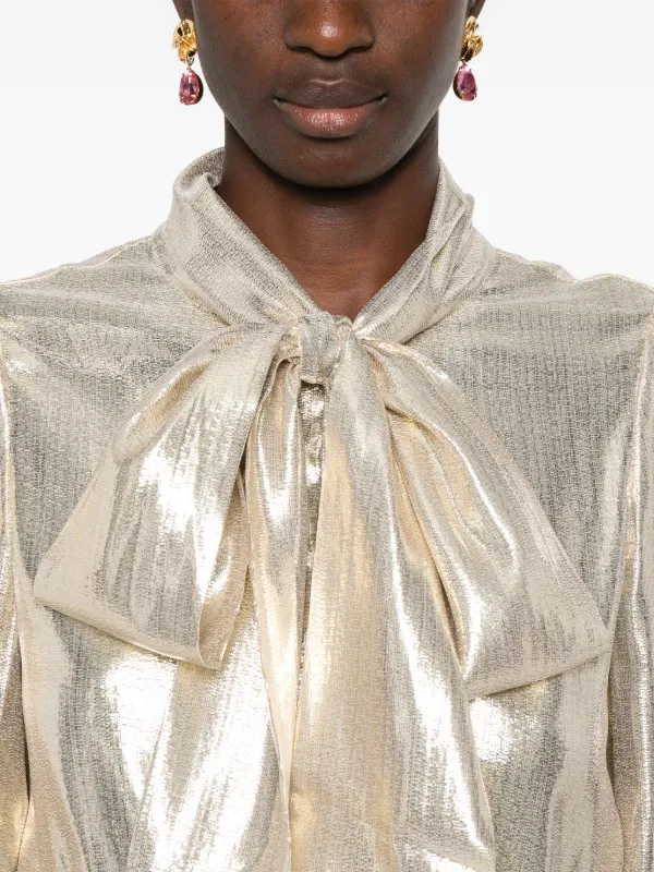 Self-Portrait Chemise à Col à Lavallière Jaune FARFETCH TN