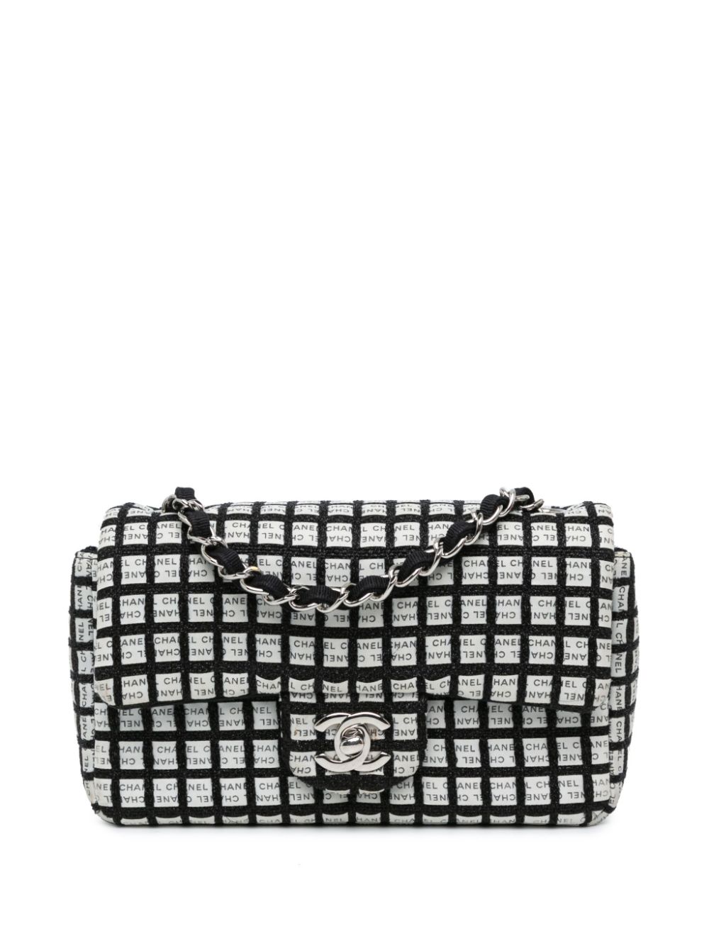 CHANEL 2014 Mini Rectangular Classic Ribbon Tweed Double Flap crossbody bag Women