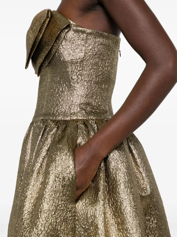 sachin and babi light blue dress Self-Portrait Metallic Midi Dress | Gold
