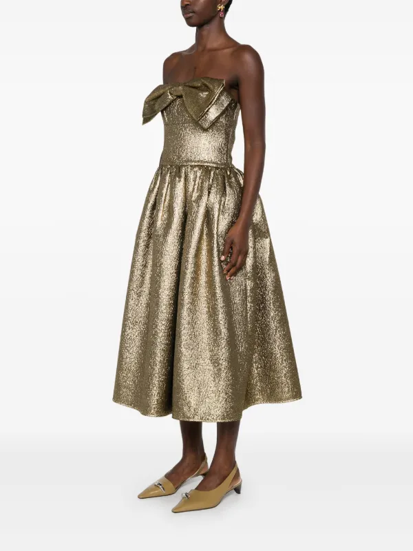 knee length dresses for ladies Gold Metallic Strappy Maxi Dress