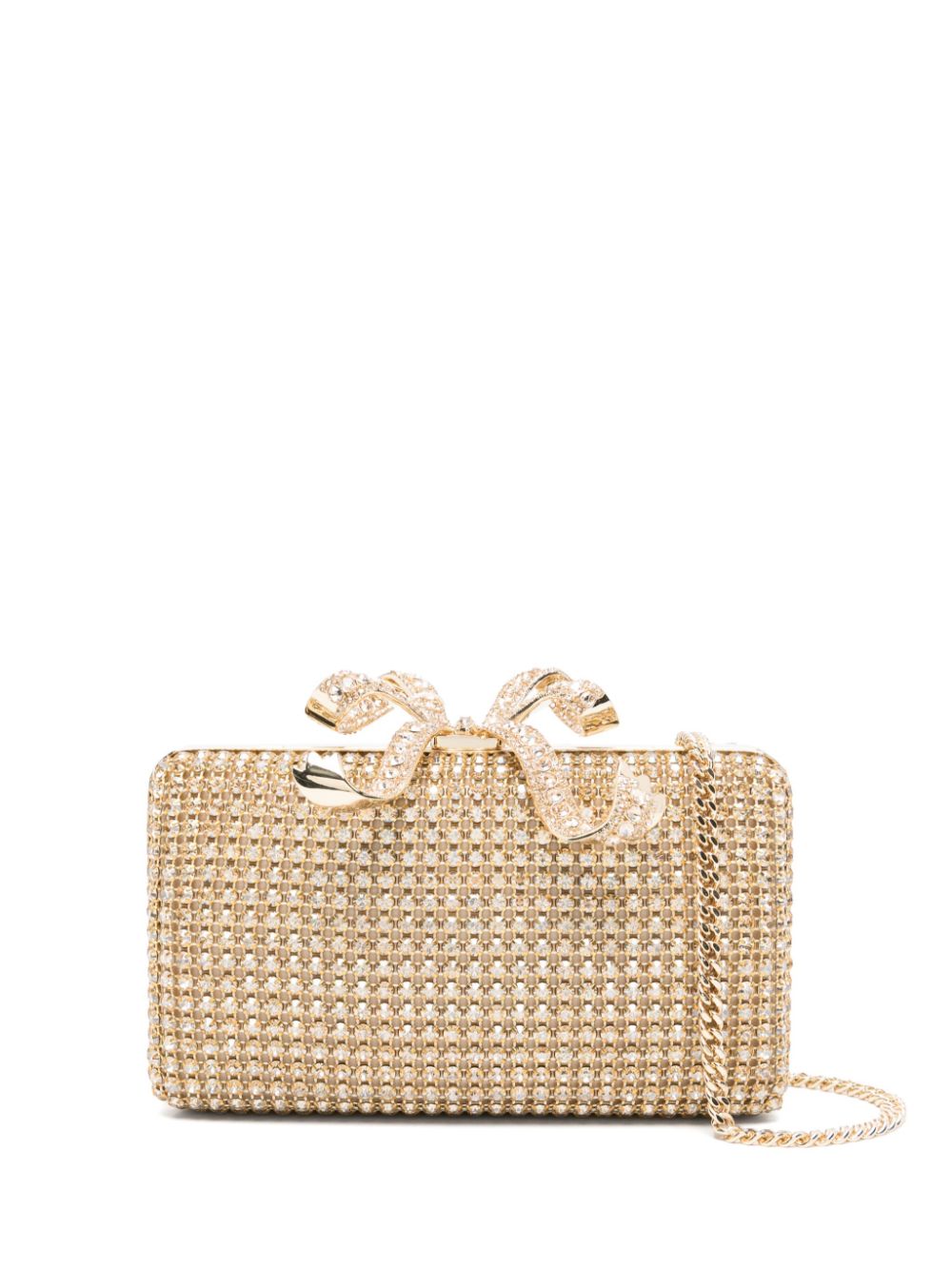 Self-Portrait crystal box clutch bag - Gold