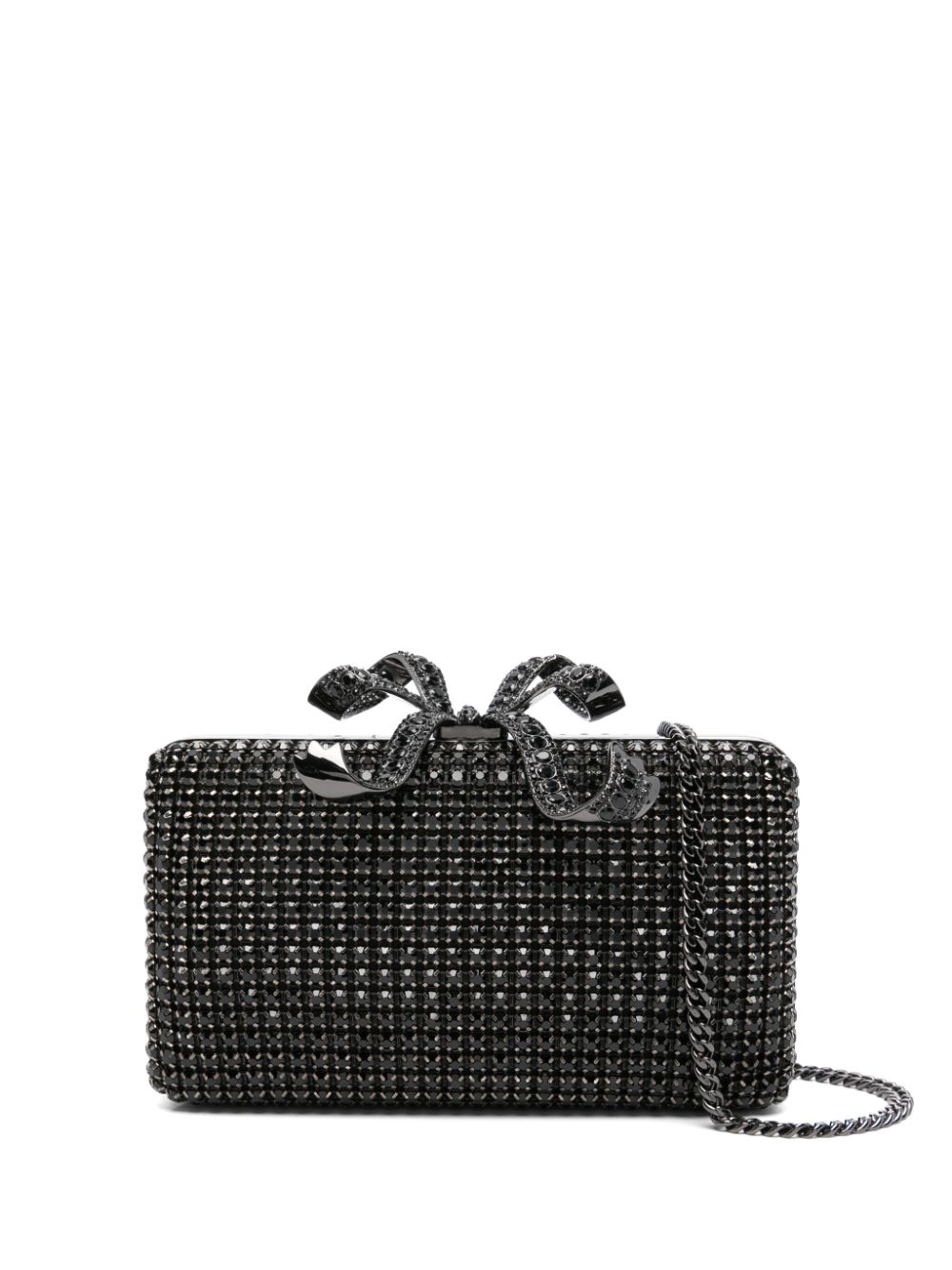 Self-Portrait crystal box clutch bag – Black