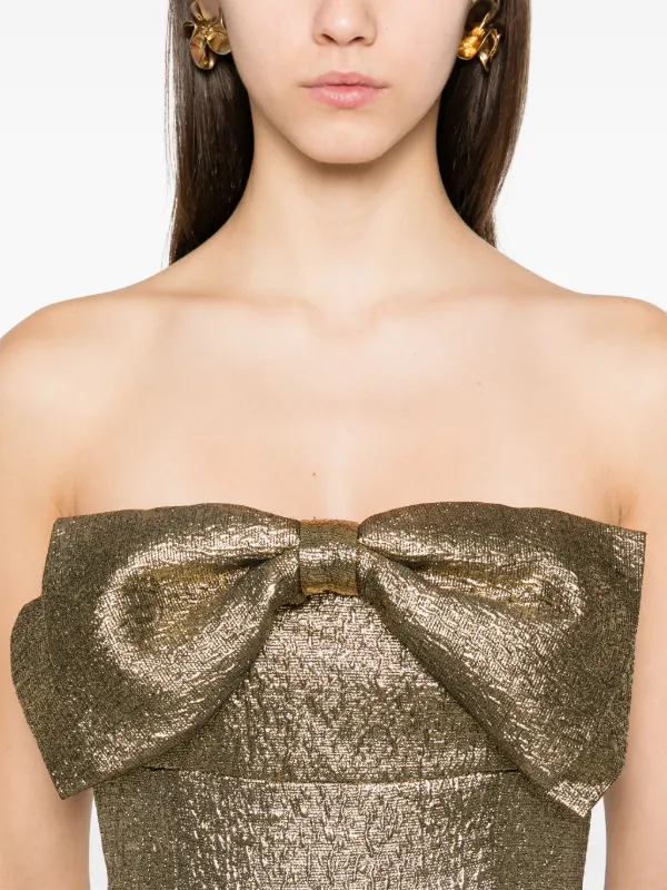 Self-Portrait Metallic Mini Dress | Gold | FARFETCH