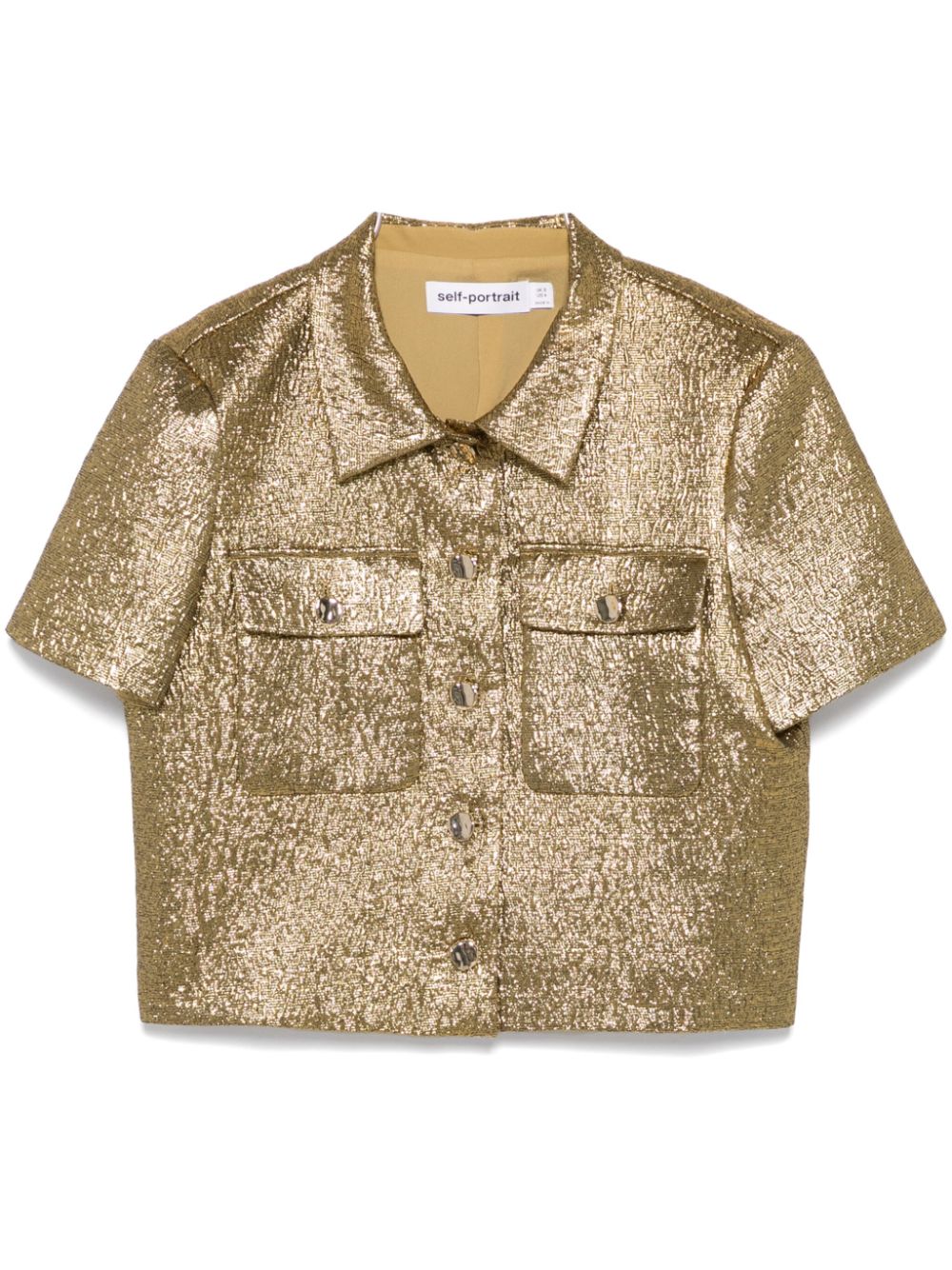 Self-Portrait metallic jacquard shirt - Gold