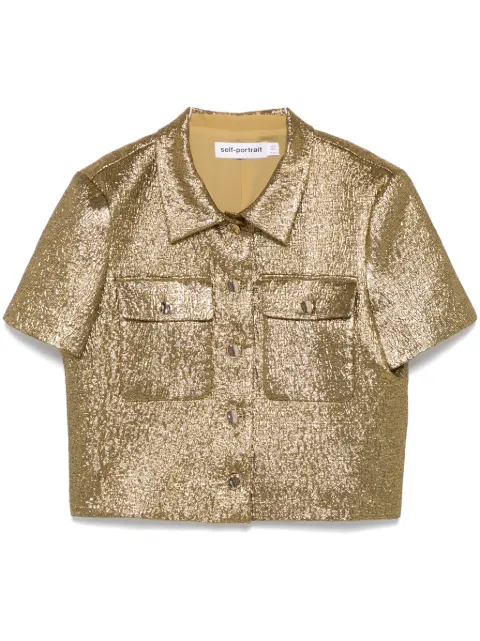 Self-Portrait camisa metalizada en jacquard