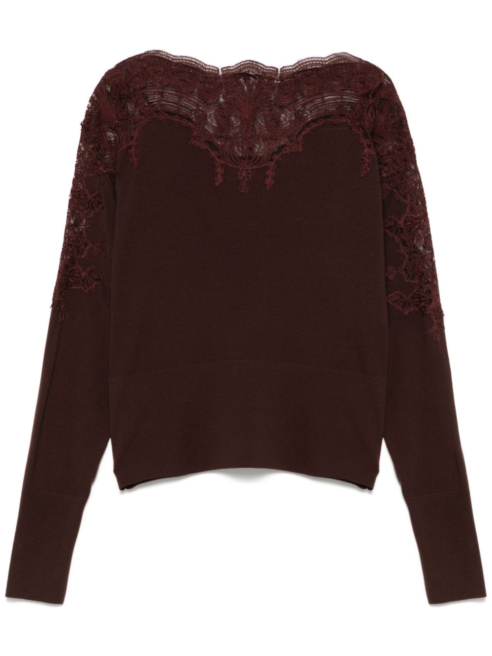 lace-embellished sweater