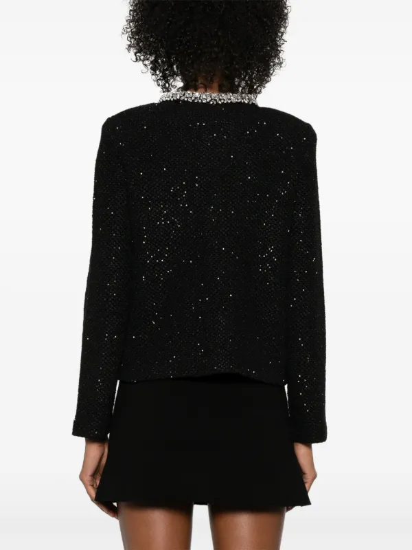 SELF PORTRAIT(セルフ ポートレイト)SEQUIN KNIT JACKET Self-Portrait sequin-knit Jacket | Black | FARFETCH