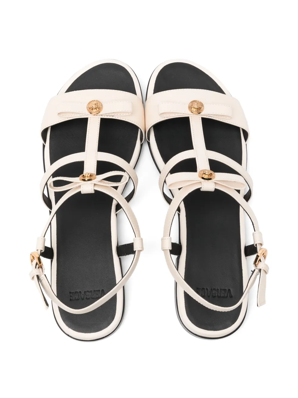 Versace Kids buckle fastening sandals Neutrals