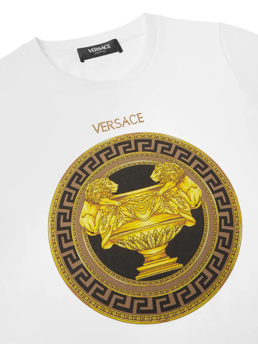 Versace Kids Katoenen T-shirt met logo Wit