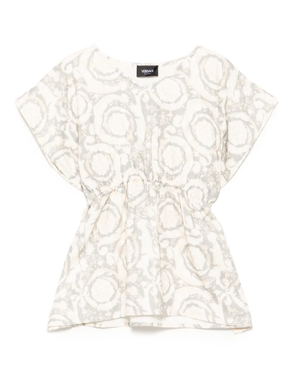 Versace Floral-print Cotton Kaftan In Grey