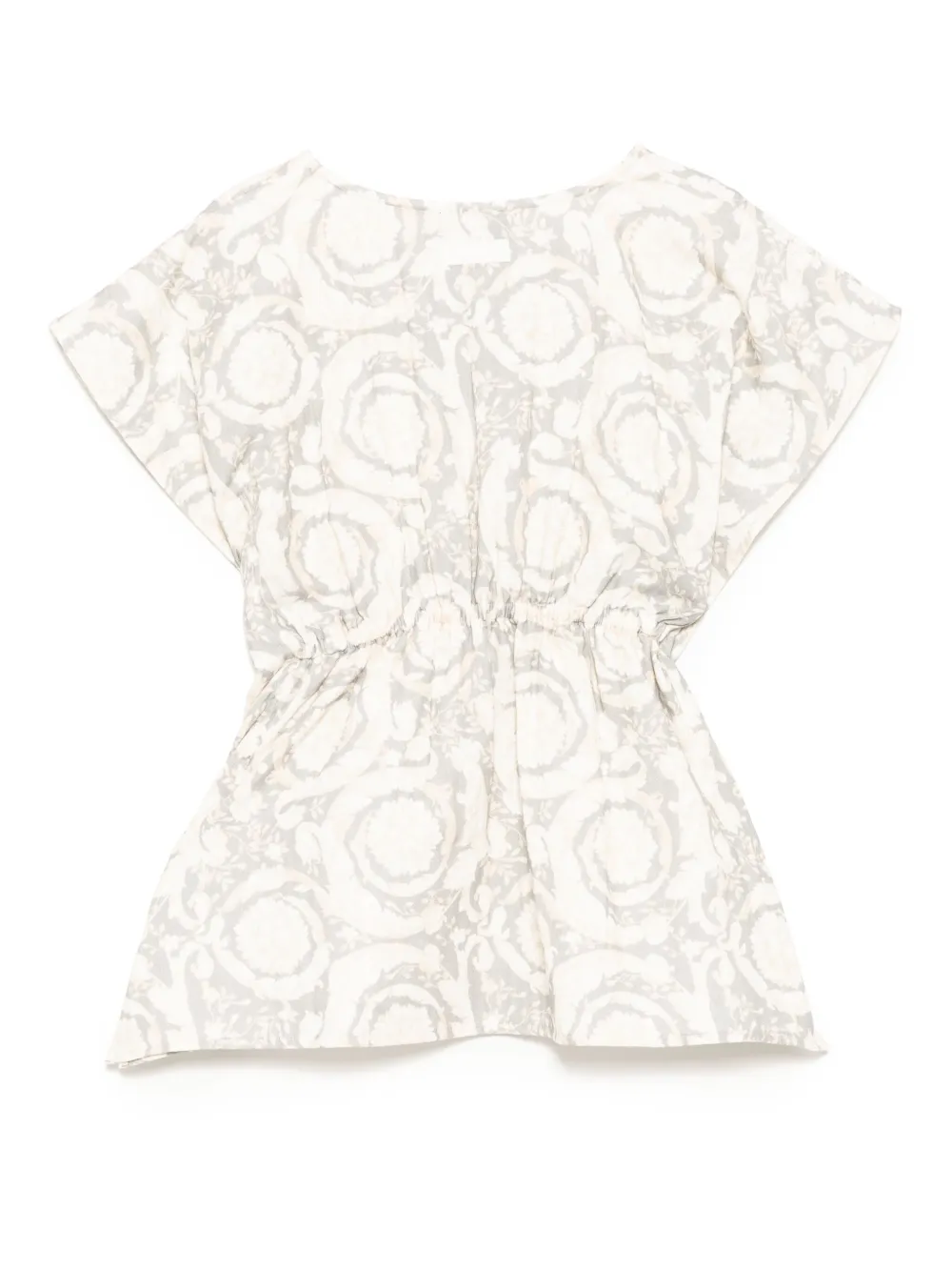 Versace Floral-print Cotton Kaftan In Grey