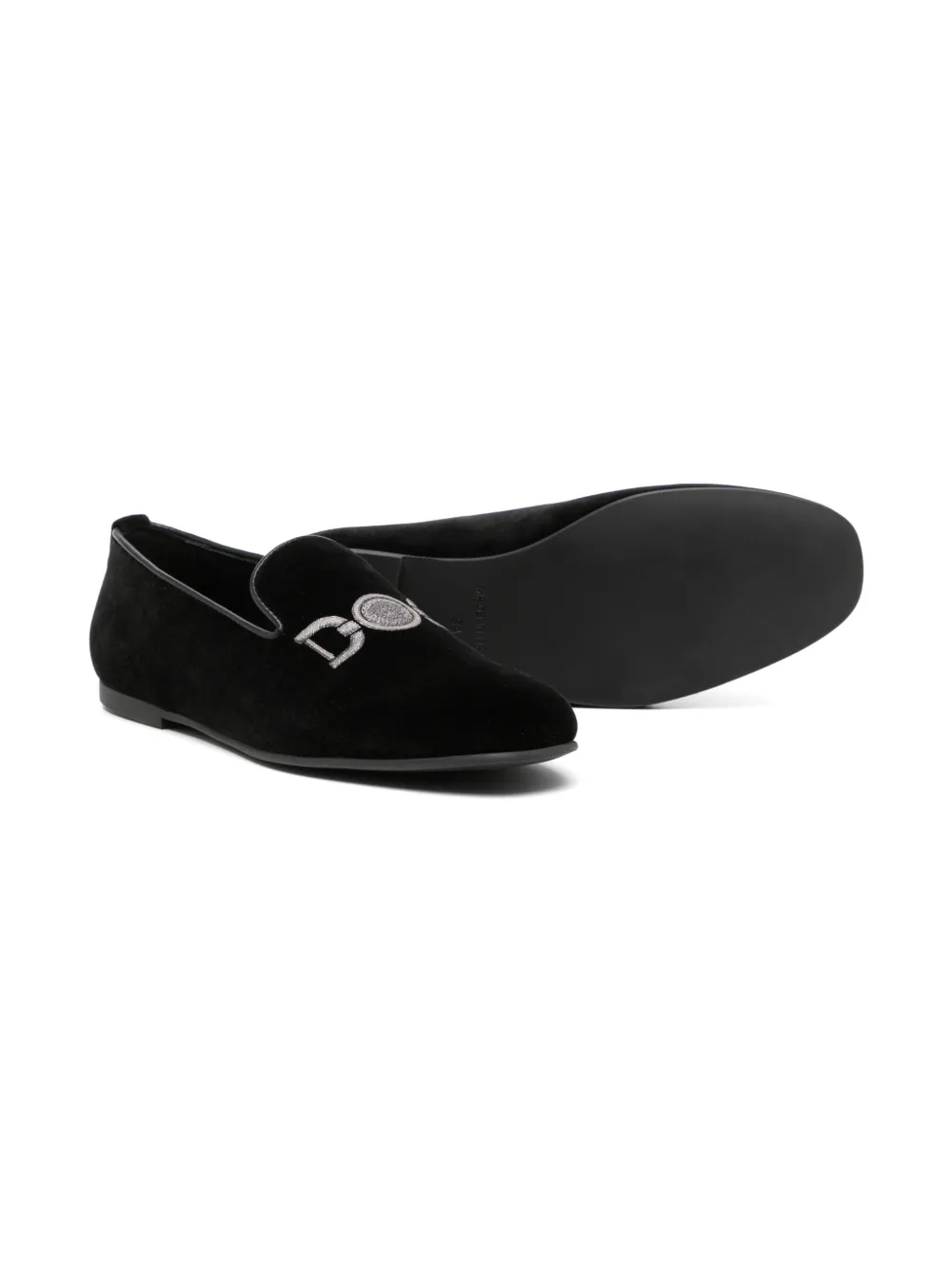 Versace Kids velvet loafers Zwart