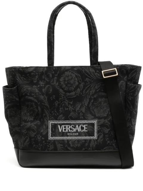 Versace Kids 로고 자수 숄더 백