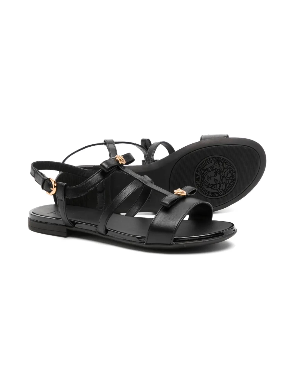 Versace Kids Gianni Ribbon sandalen Zwart