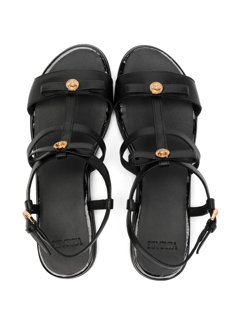 Versace Kids Gianni Ribbon sandalen Zwart