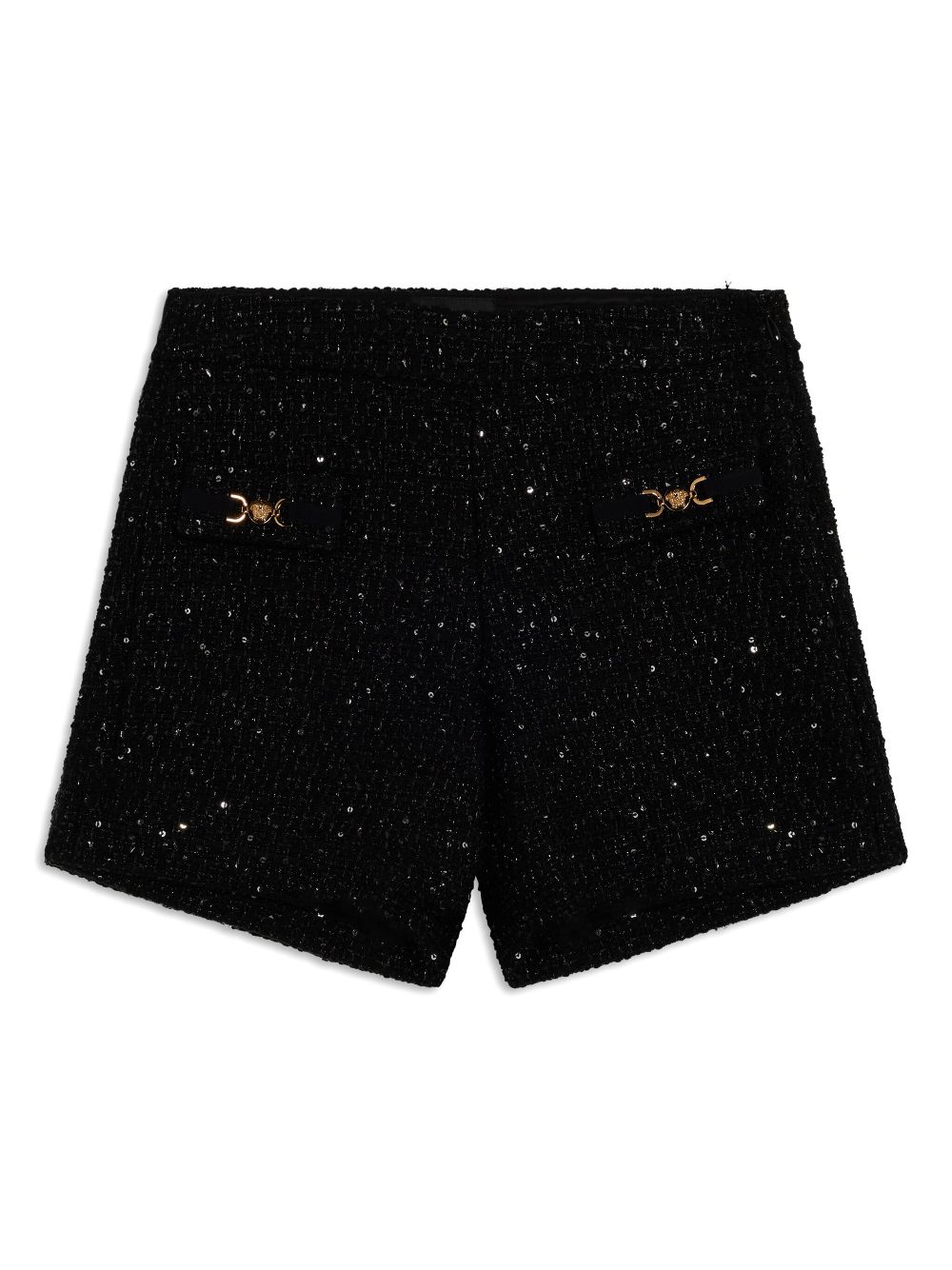 Versace Kids Tweed shorts met pailletten Zwart