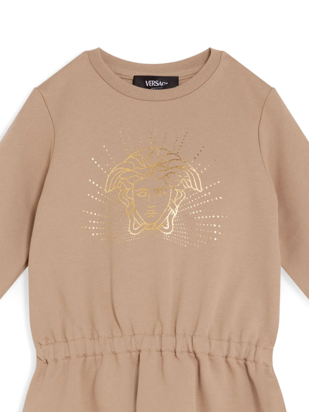 Versace Kids Jurk met logoprint Beige