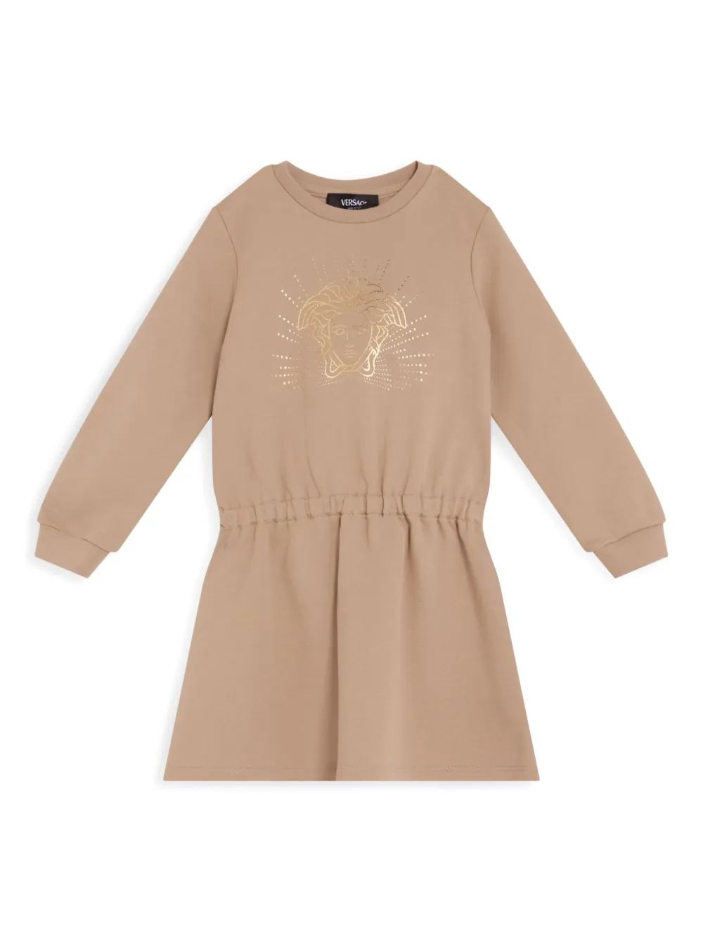 Versace Kids Jurk met logoprint Beige