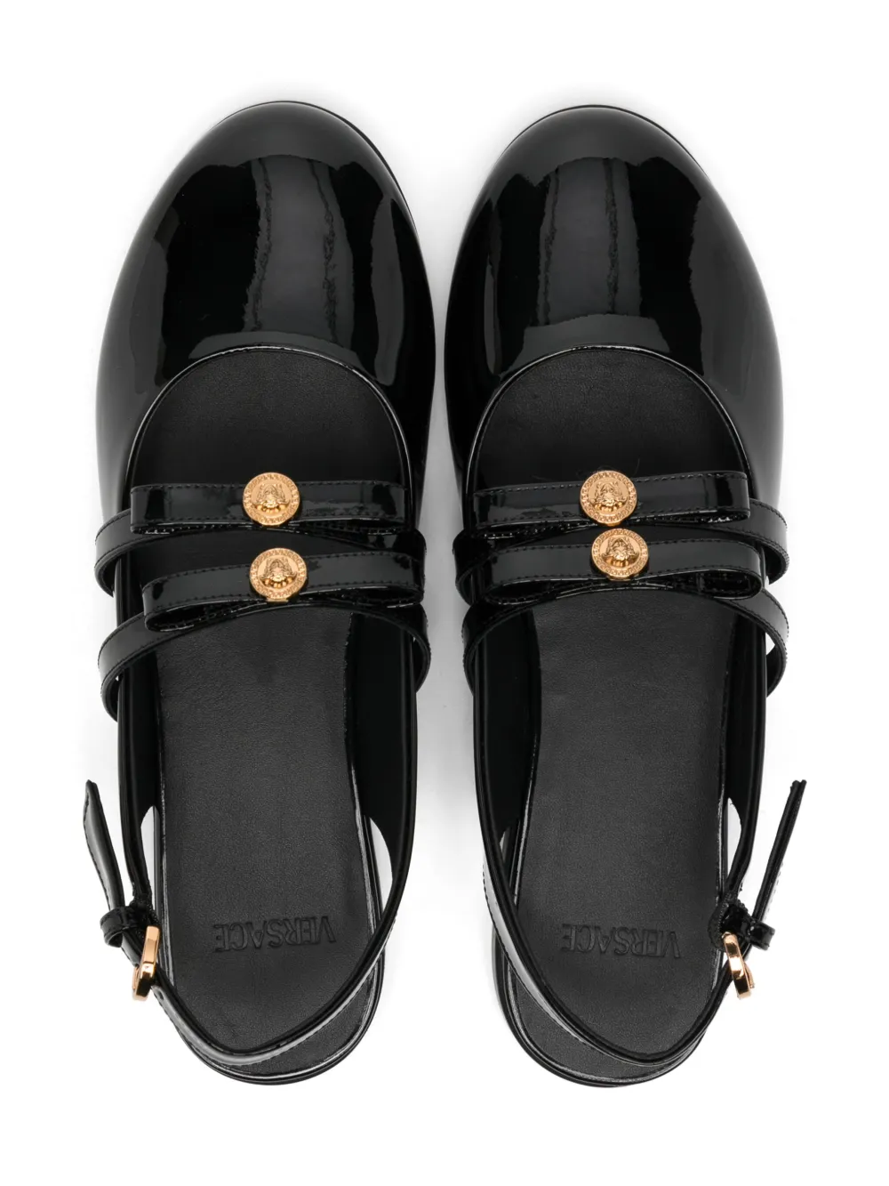 Versace Kids leather ballerinas Black