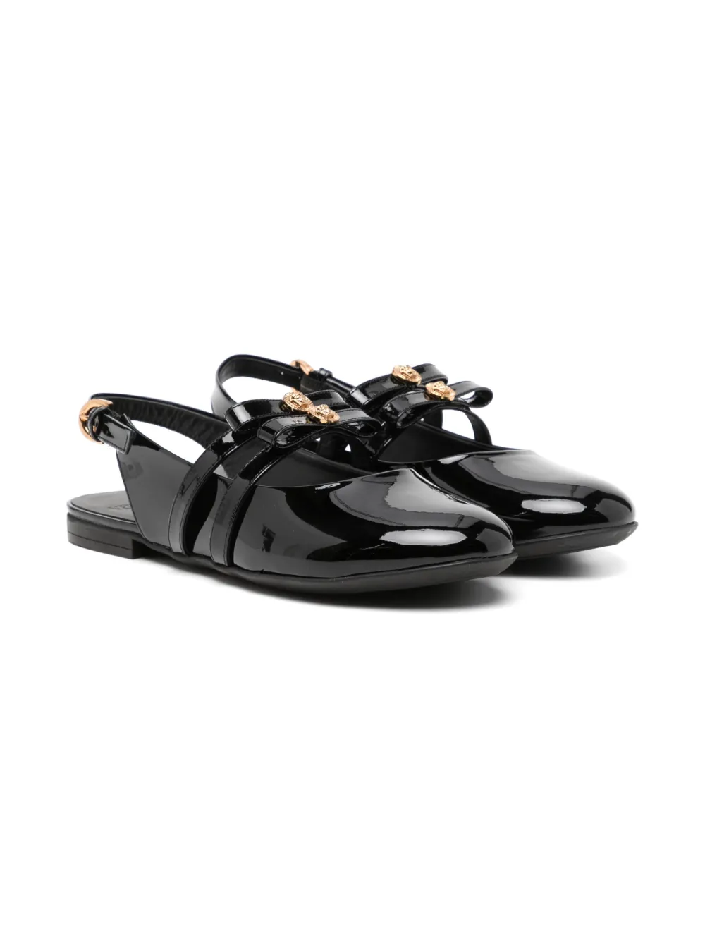 Versace Kids leather ballerinas Black