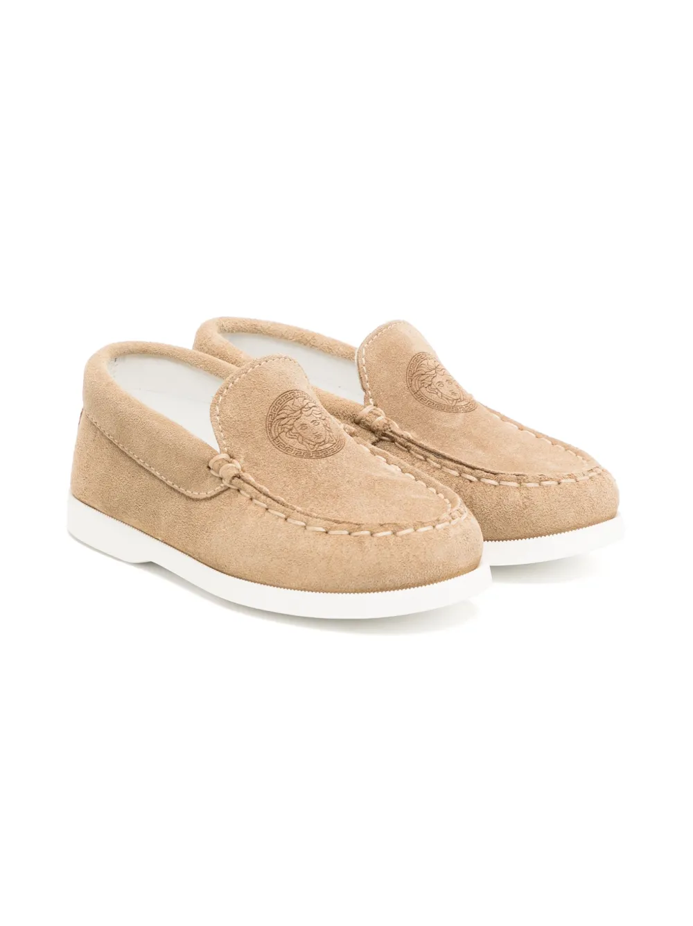 Versace Kids Medusa suede loafers Brown