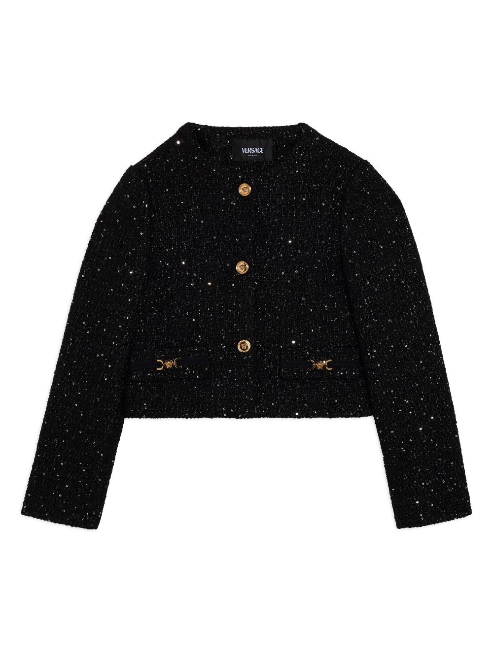 Versace Kids Tweed jack met pailletten Zwart