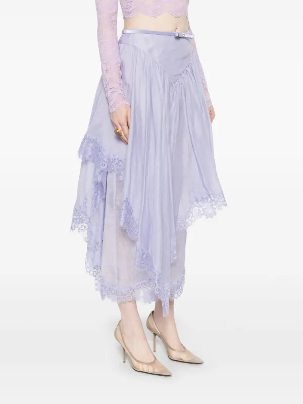 ZIMMERMANN Crush Lace Midi Skirt | Purple | FARFETCH