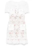 Self-Portrait floral-lace mini dress - White