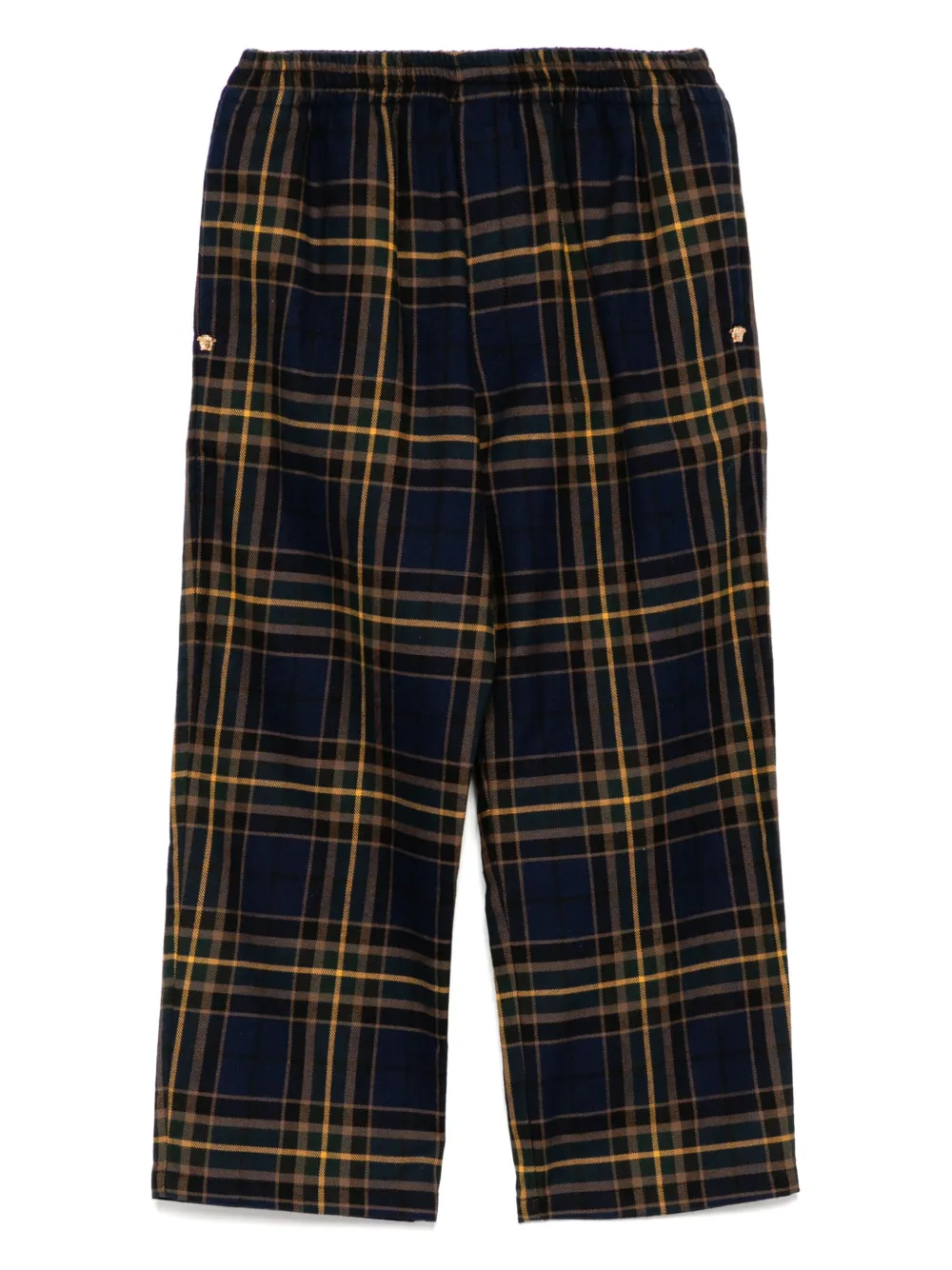 Versace Kids Geruite cropped chino Blauw