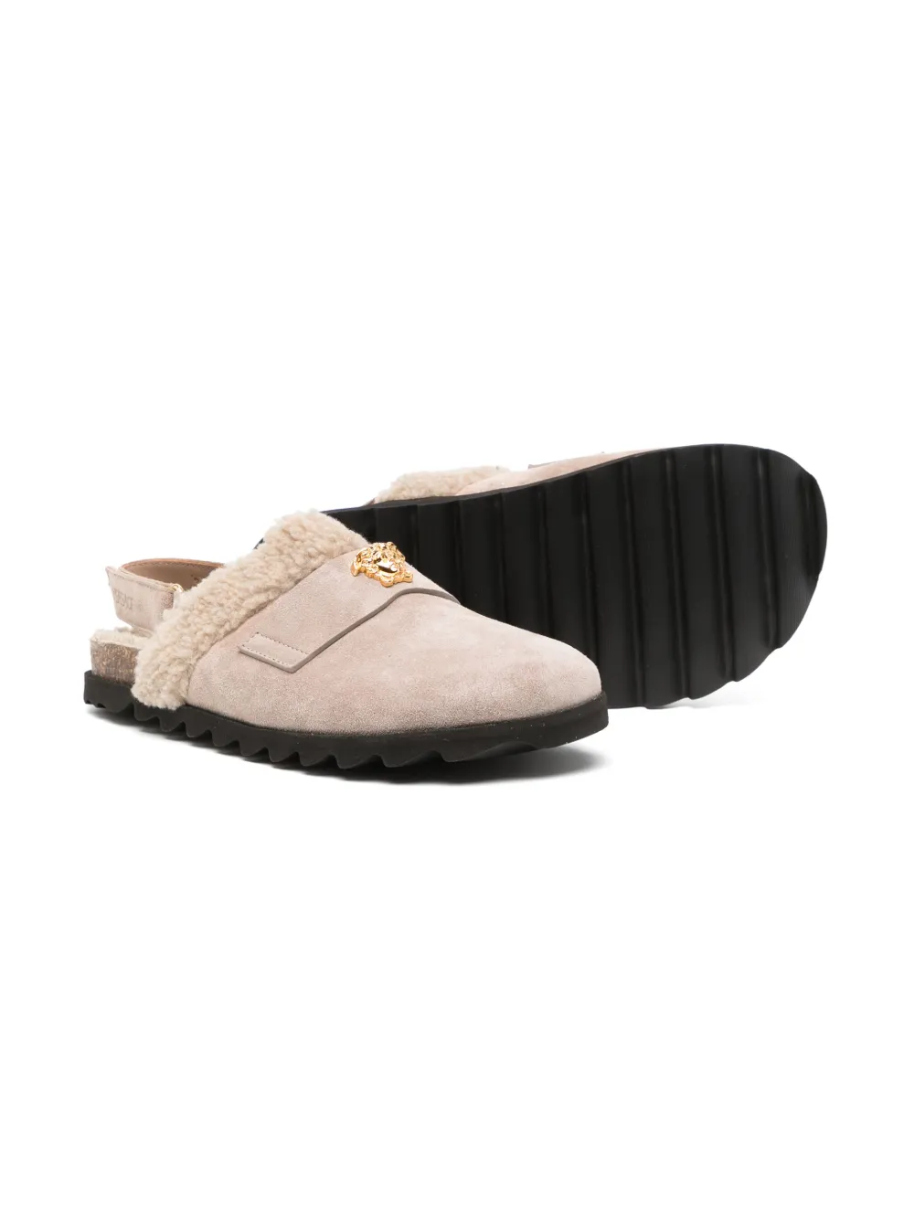 Versace Kids suede slippers Neutrals