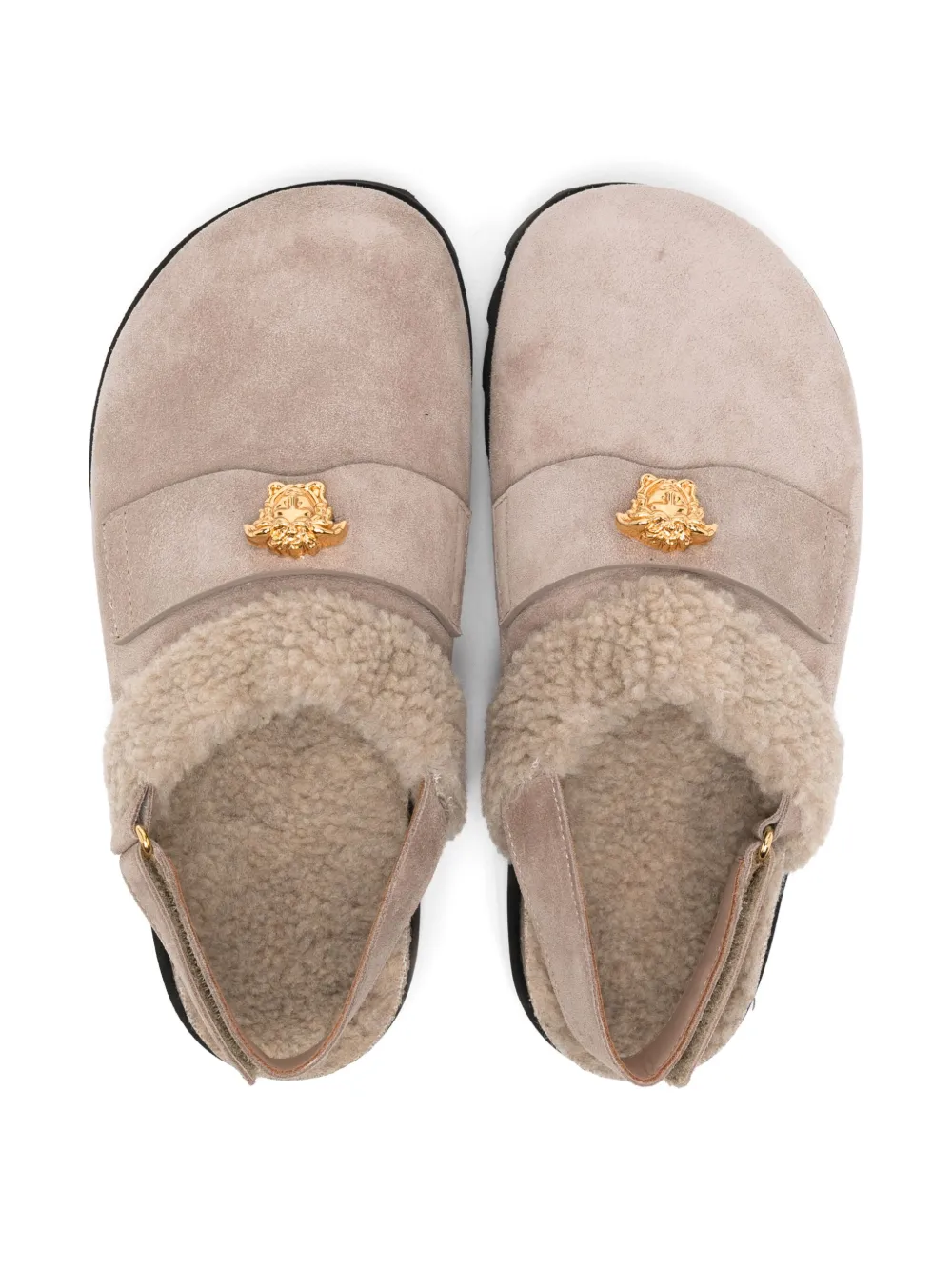 Versace Kids suede slippers Neutrals