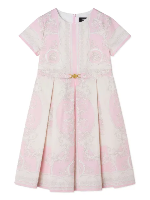 Versace Kids Barocco-print pleated dress