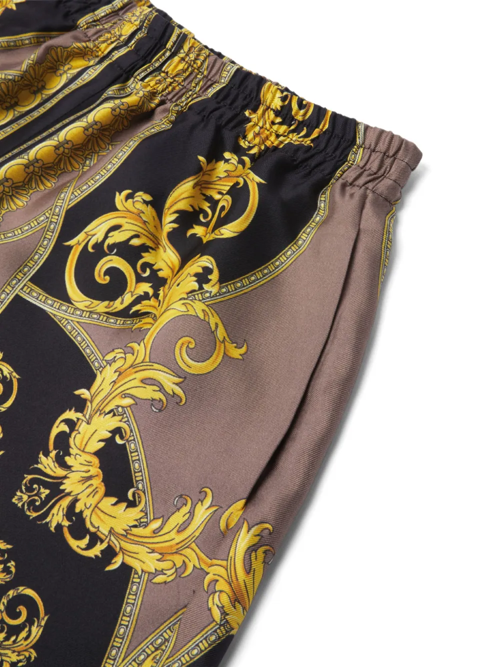 Versace Kids Zijden shorts met print Geel