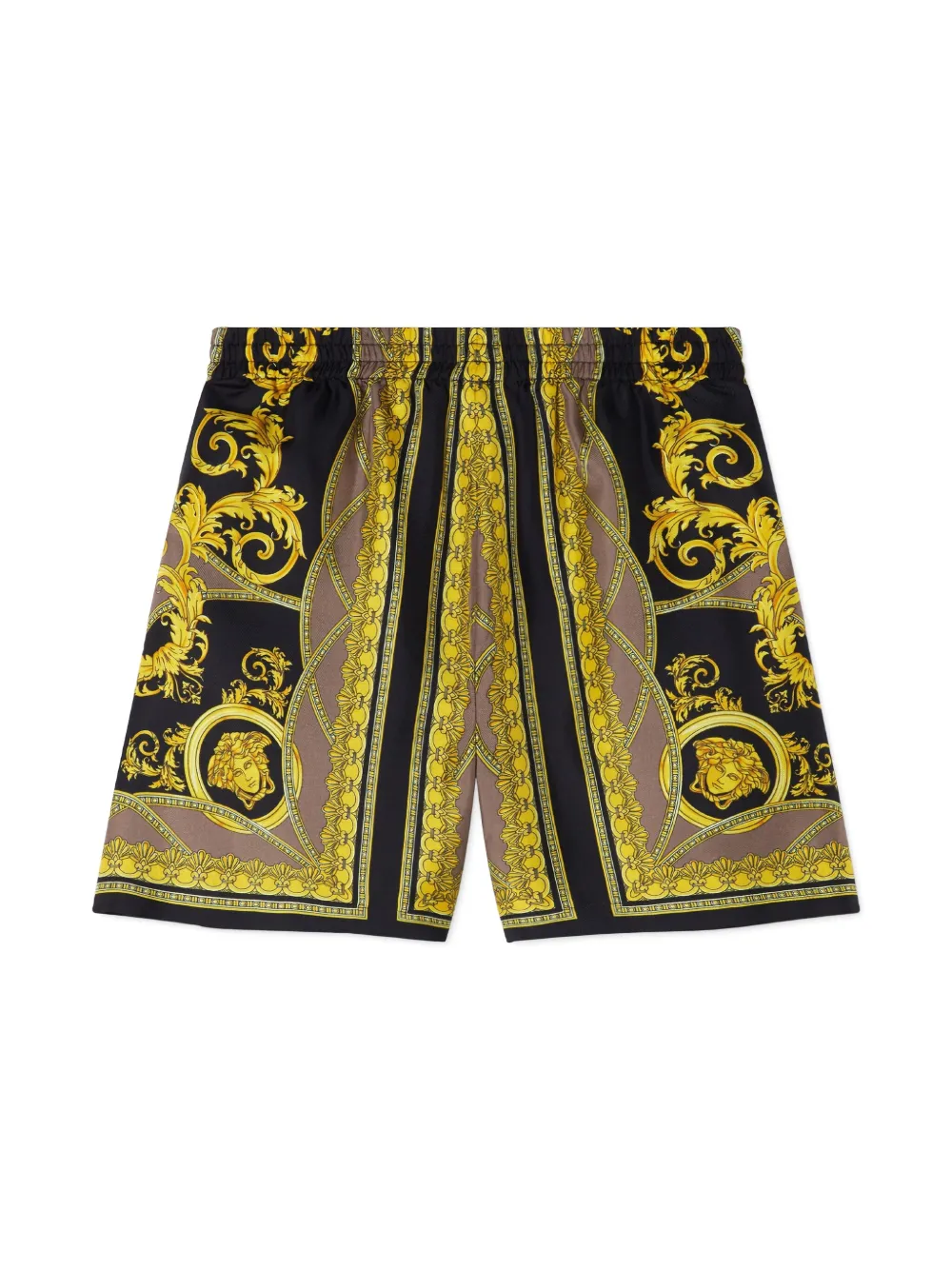 Versace Kids Zijden shorts met print Geel