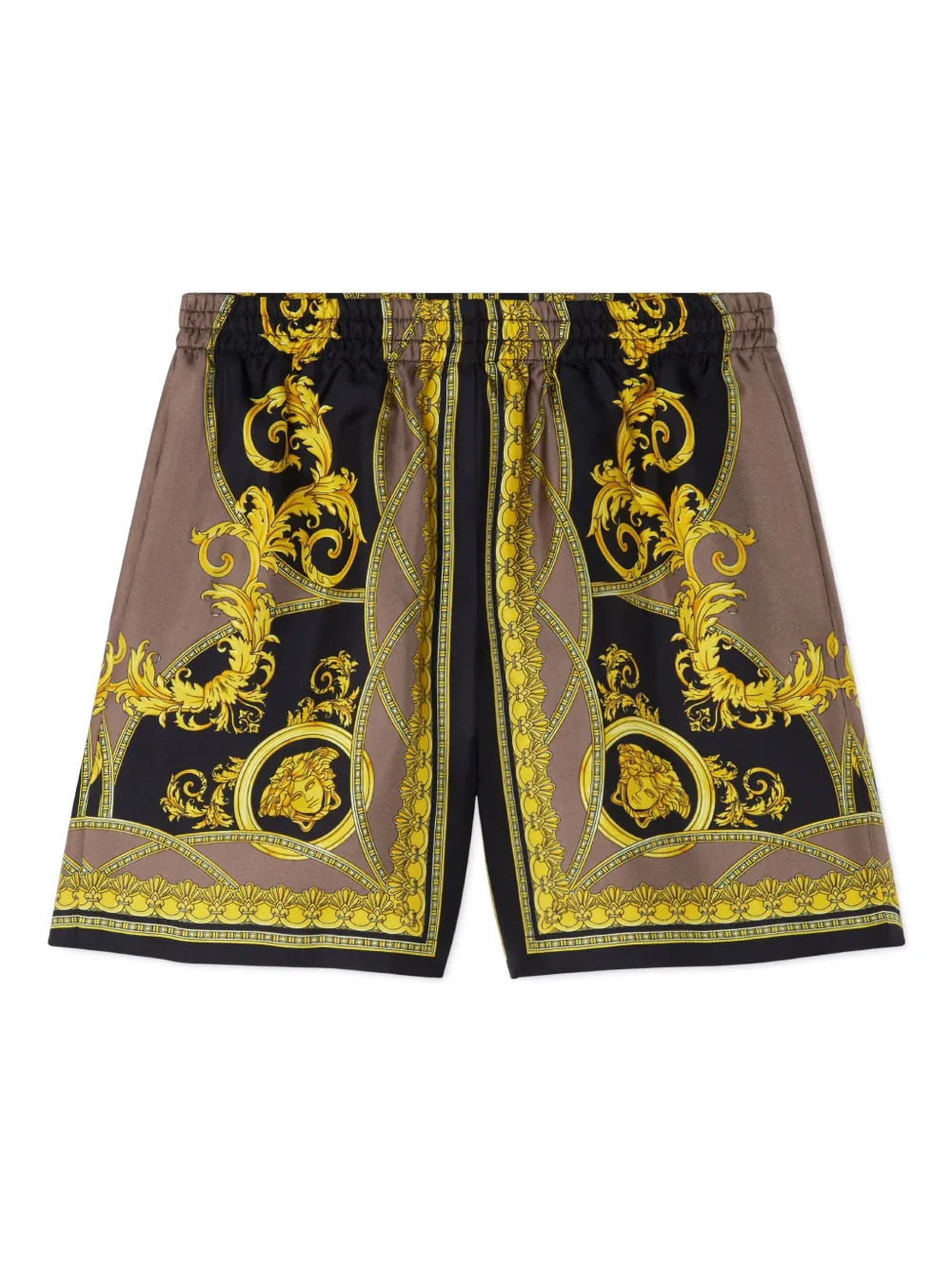 Versace Kids Zijden shorts met print Geel