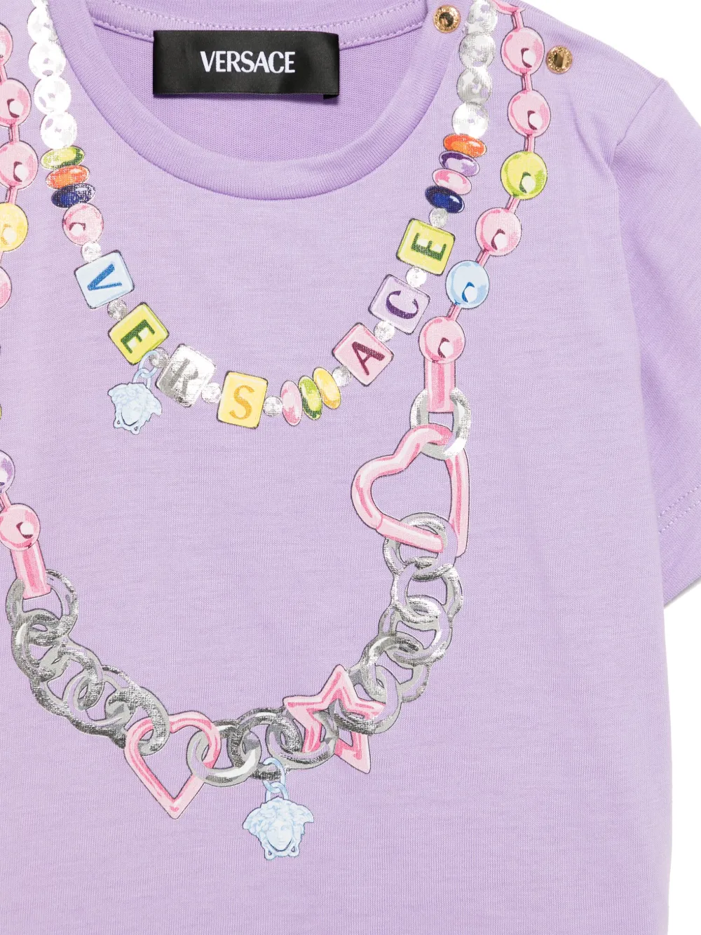 Versace Kids T-shirt met grafische print Paars