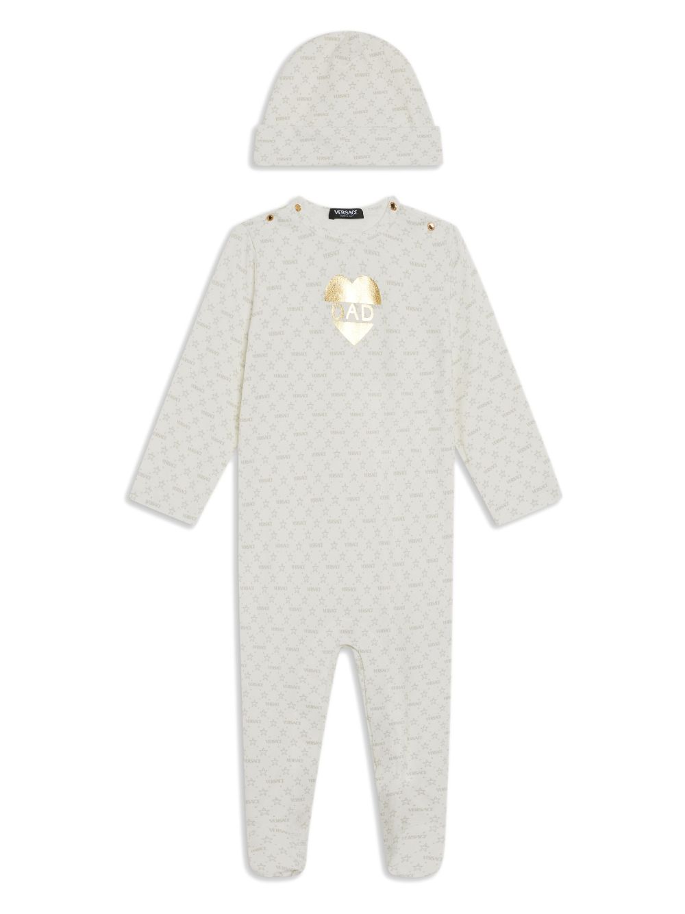 Versace Kids star-print baby suit set - White