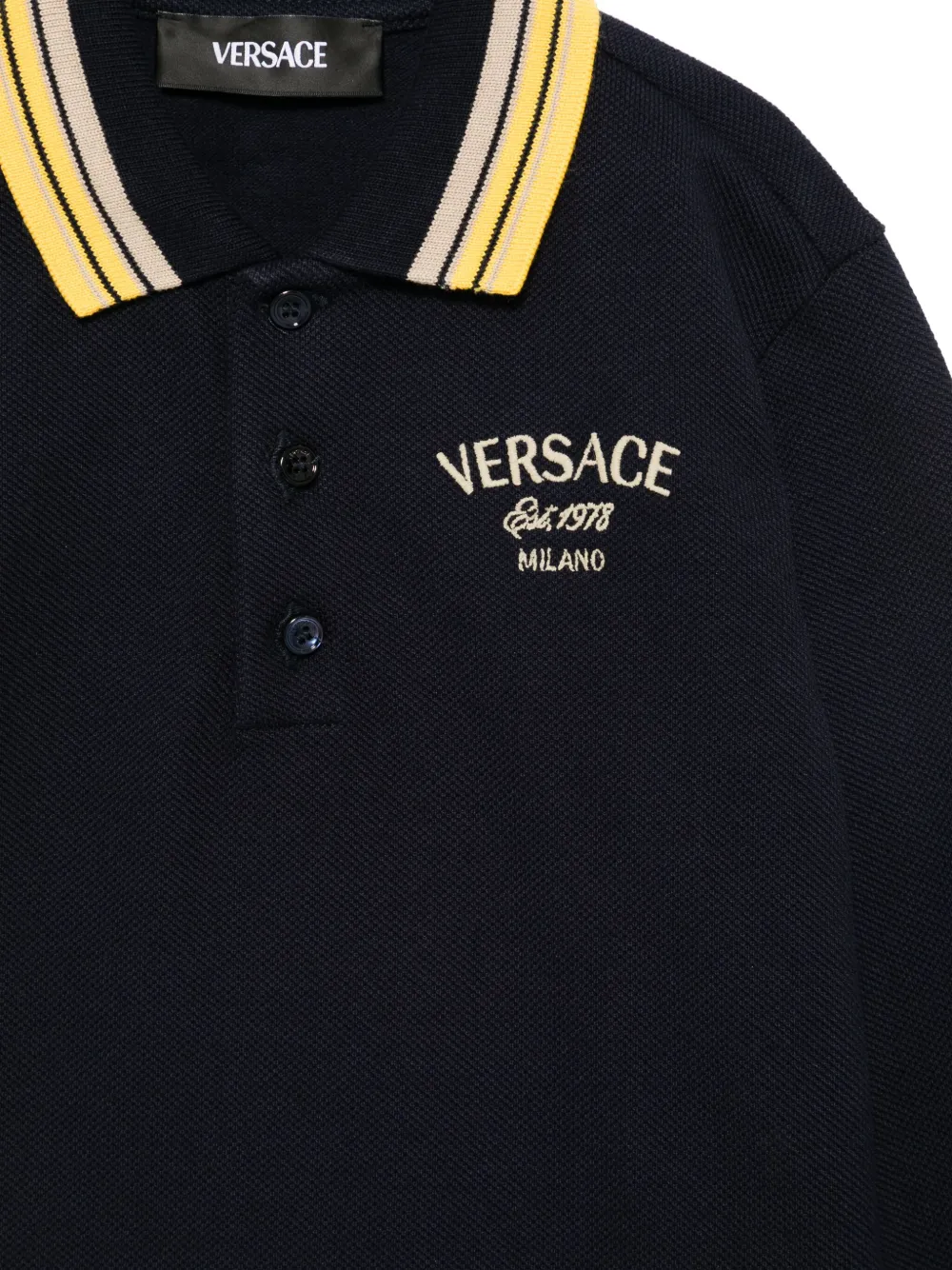 Versace Kids Poloshirt met geborduurd logo Blauw