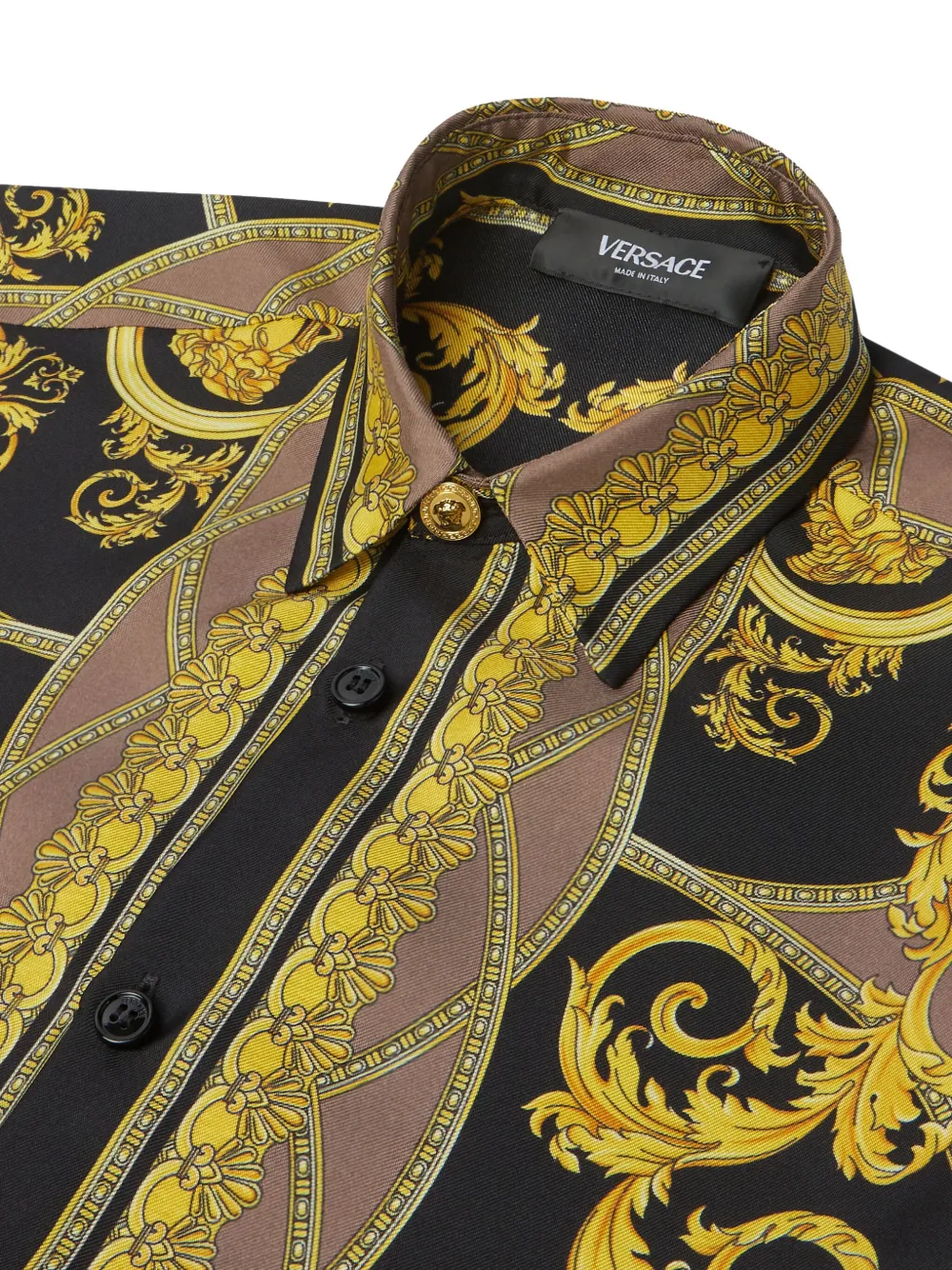 Versace Kids Zijden shirt met print Geel