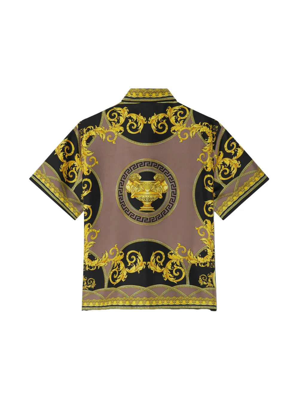 Versace Kids Zijden shirt met print Geel