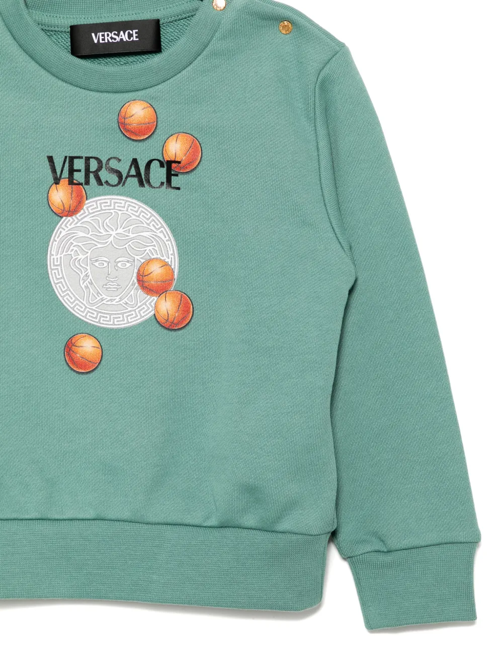 Versace Kids Katoenen weater met lange mouwen Groen