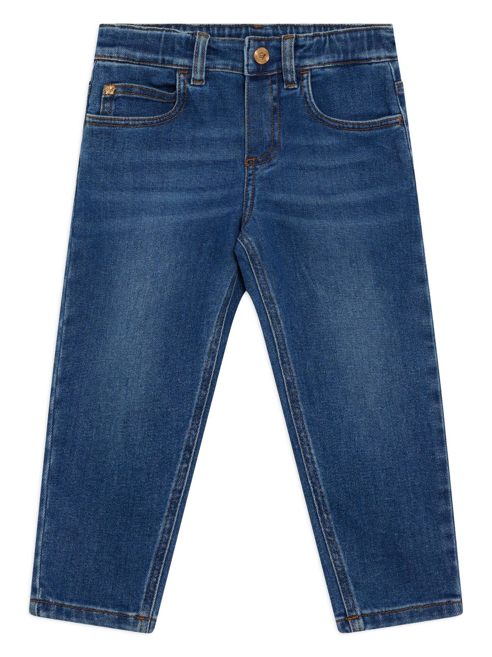 Versace Kids whiskering effect jeans - Blue