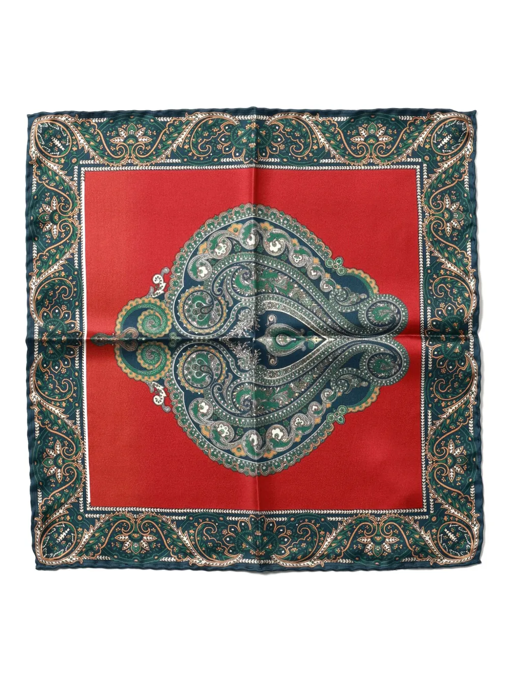 FRANCO BASSI paisley-patterned pocket square - グリーン FRANCO BASSI paisley-patterned pocket square - グリーン