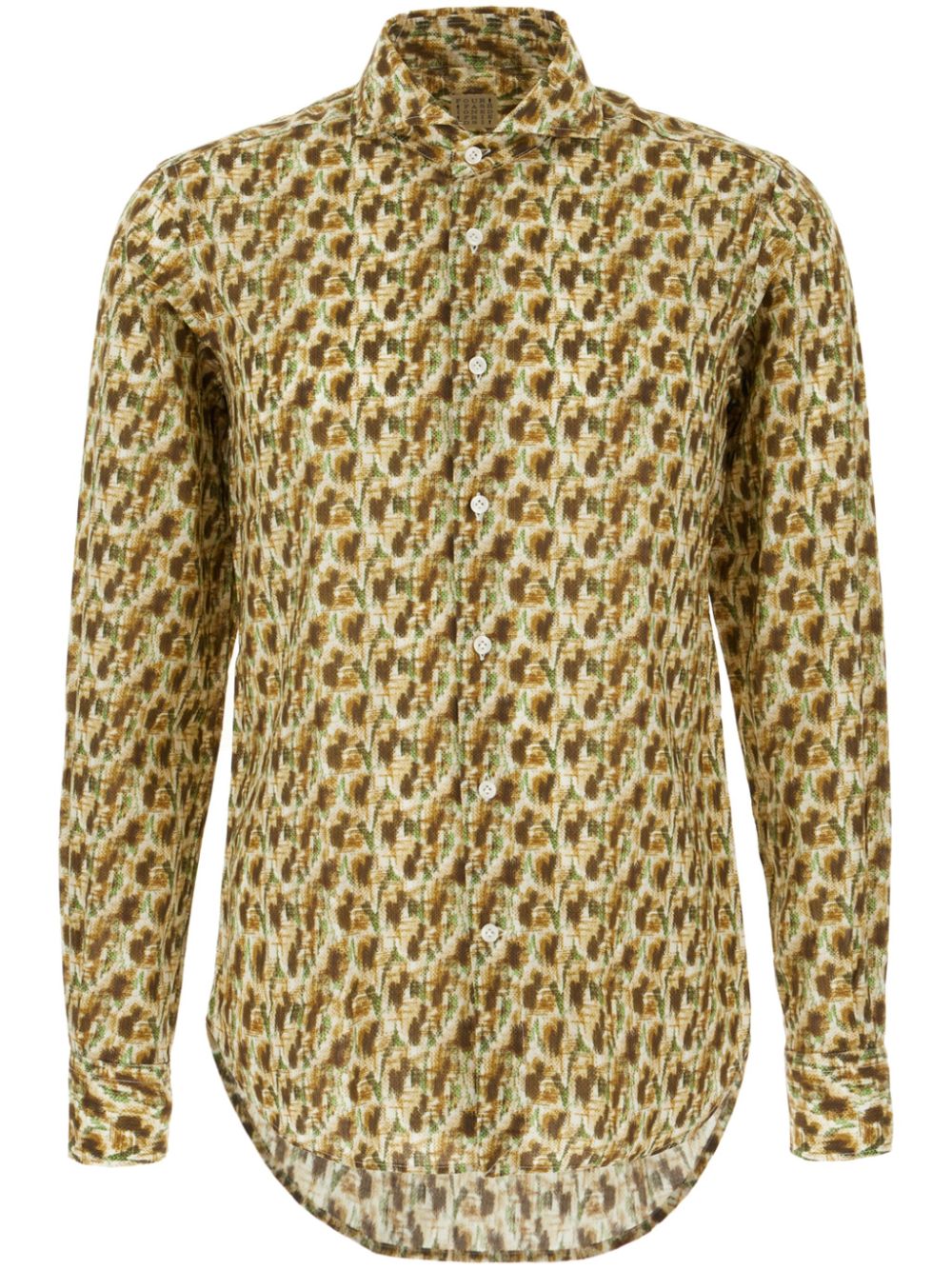 4FF abstract-print cotton shirt - Neutrals